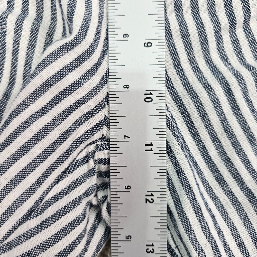 Old Navy High Rise Wide Leg Linen Blend Pants S Blue White Stripe Coastal - Picture 12 of 14